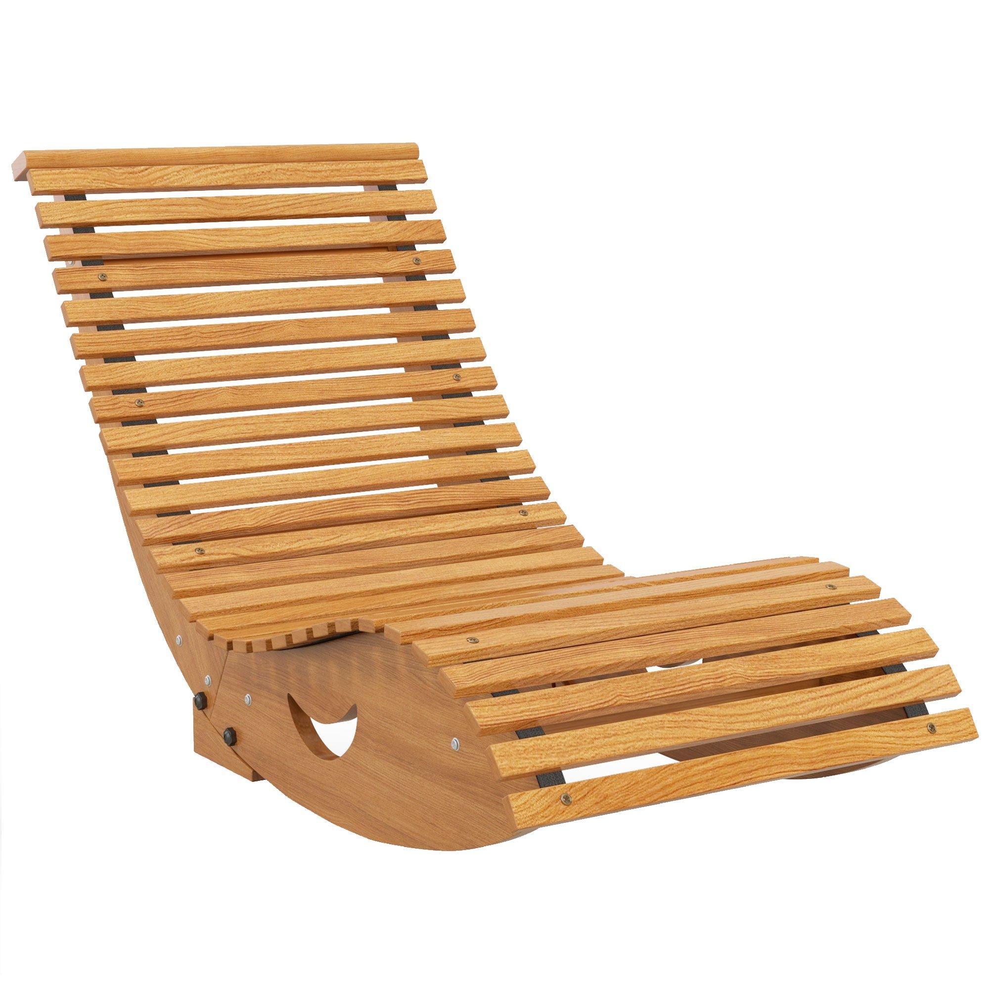 Garden Rocking Chair with Slatted Seat & High Back, Wooden Rocking Chair, Teak