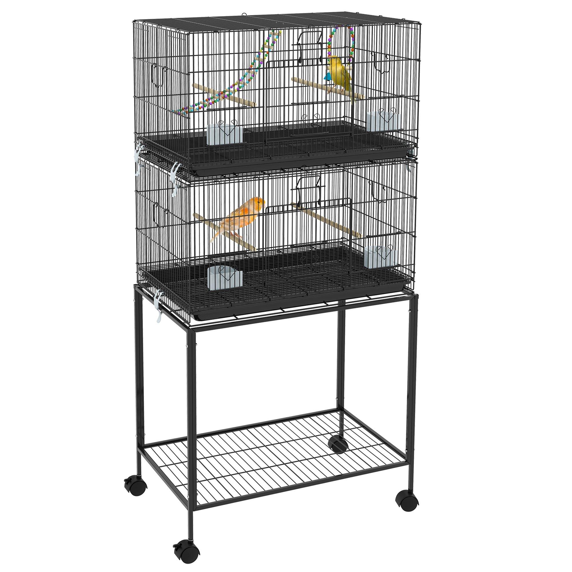 Two-Tier Bird Cage with Stand, for Canaries, Lovebirds, Finches