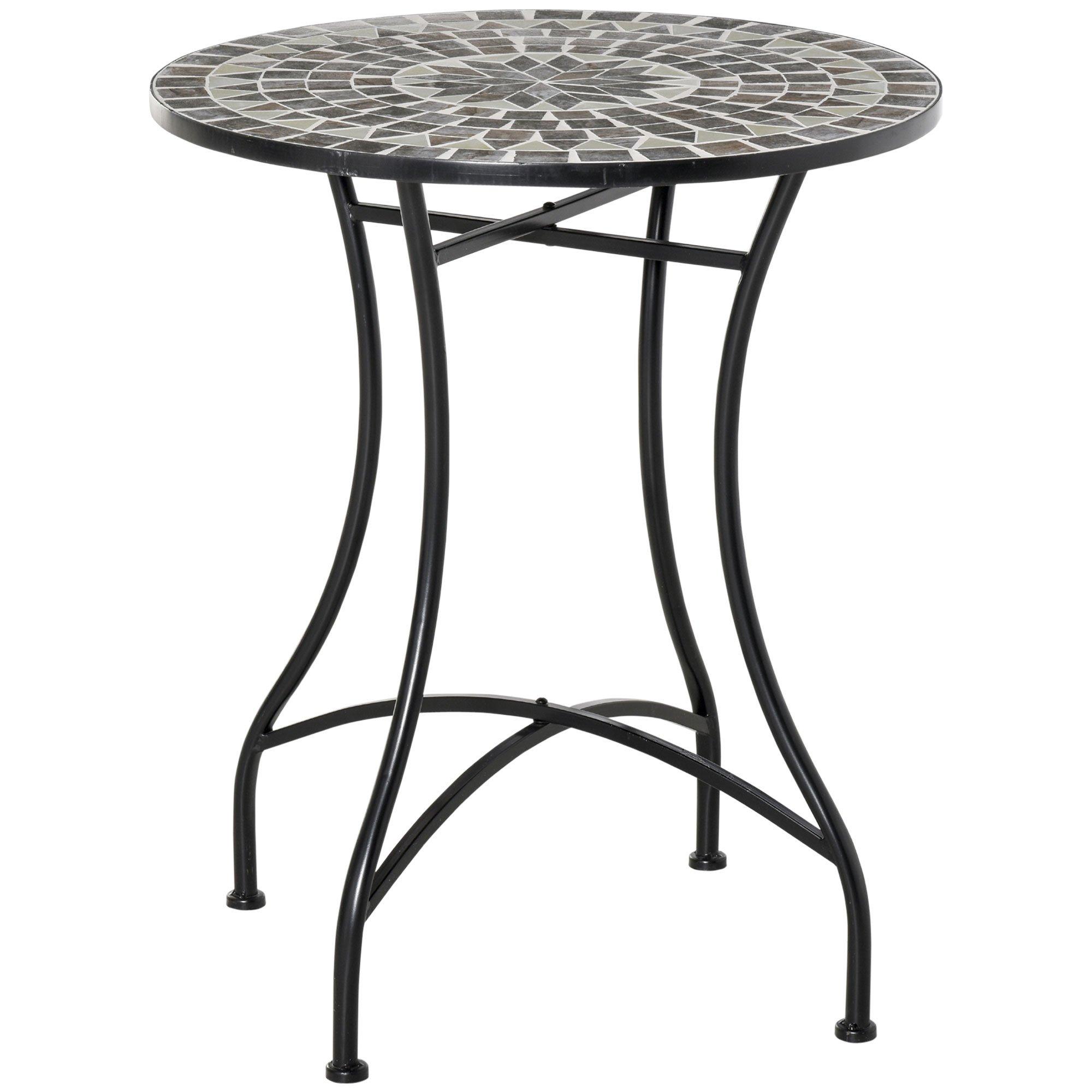 Mosaic Side Table Bistro Coffee Table for Garden Patio Balcony Grey