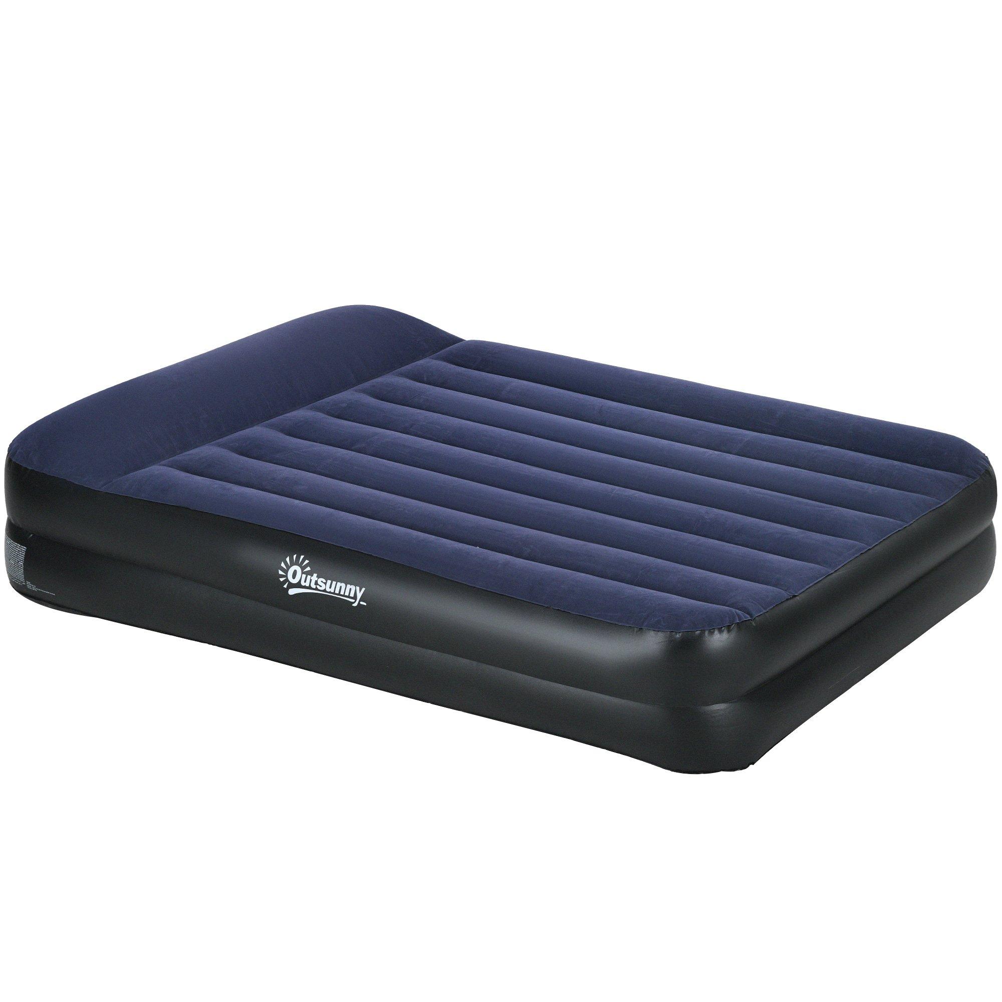 Queen Size Air Bed with Built-in Pump and Integrated Pillow, Inflatable Mattress