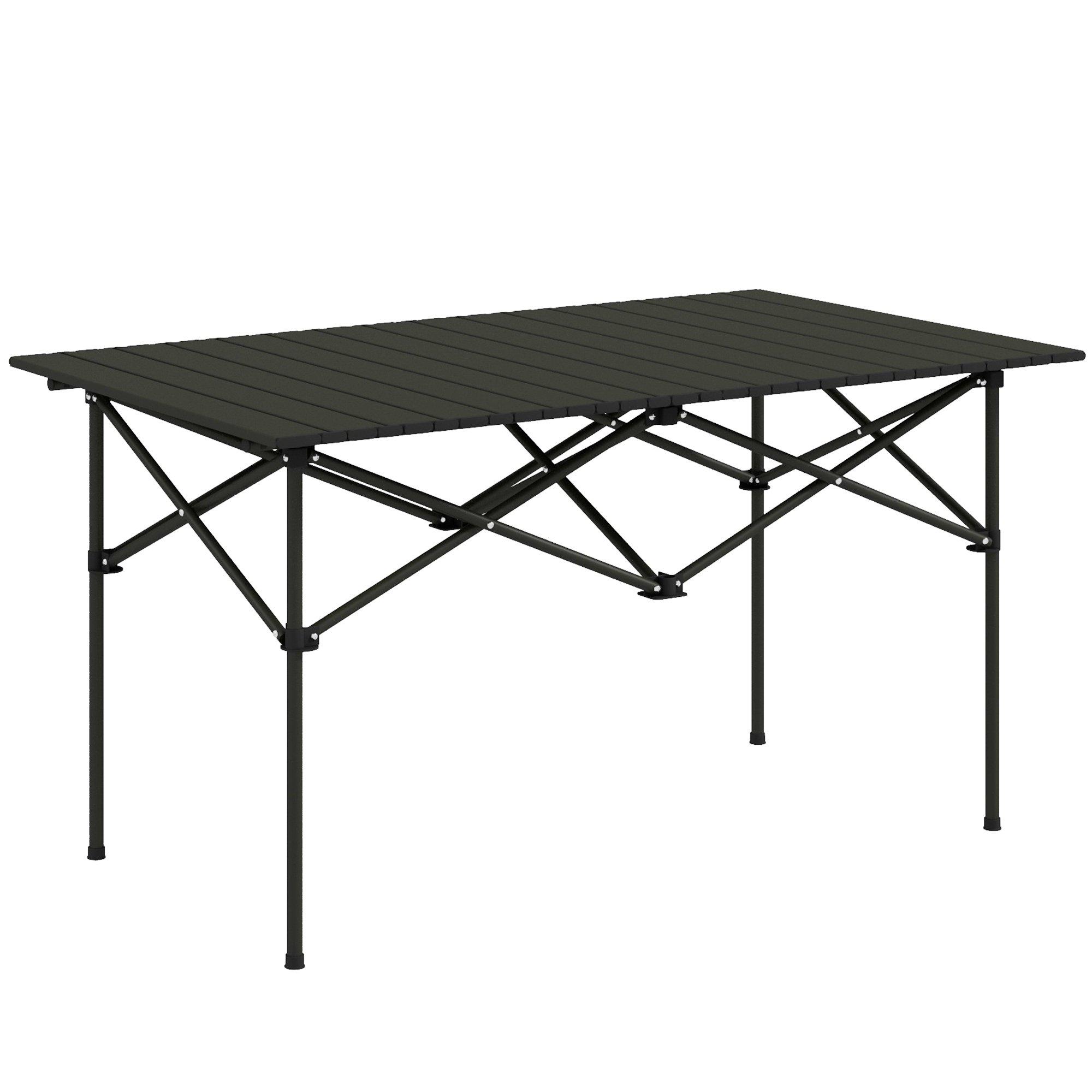 Portable Folding Camping Table w/ Roll Up Aluminium Top Carry Bag