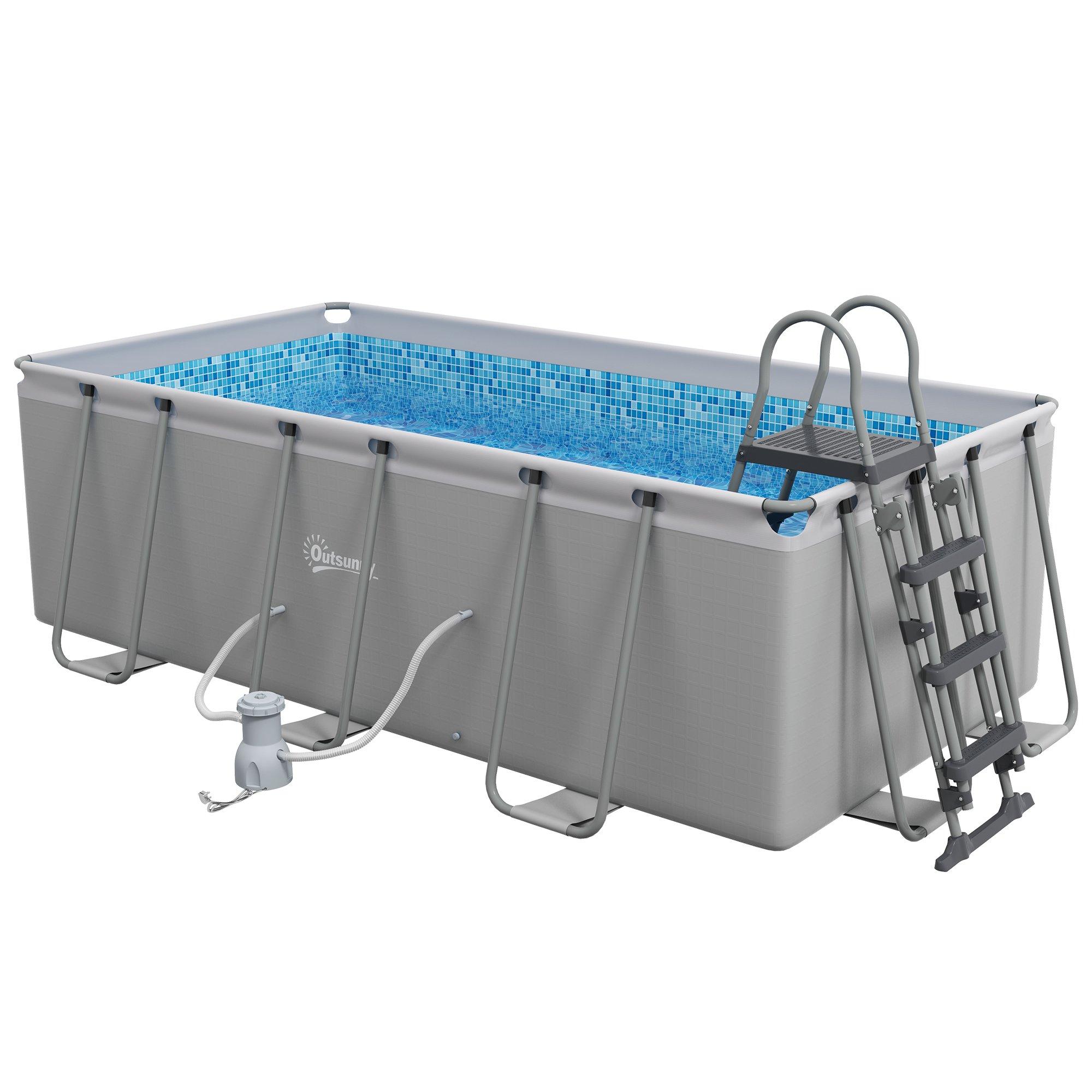 Rectangle Above Ground Swimming Pool with Pump and Ladder