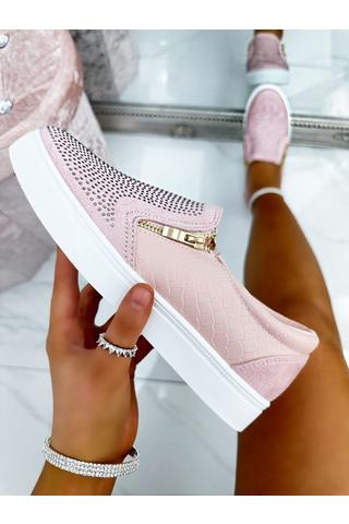 Product Crystal Suede Zip Pumps Trainers Pink