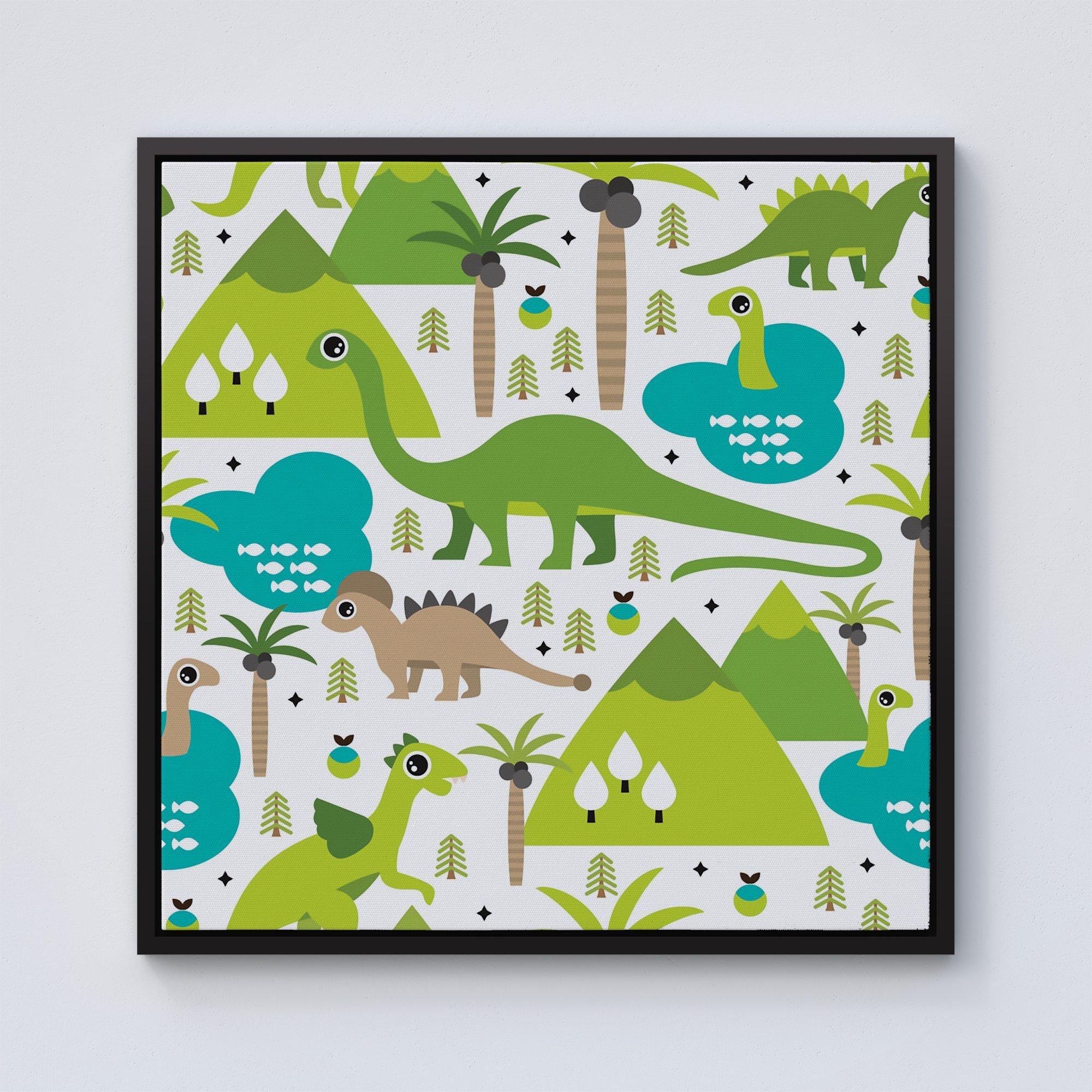 Baby Dinosaur Print Framed Canvas