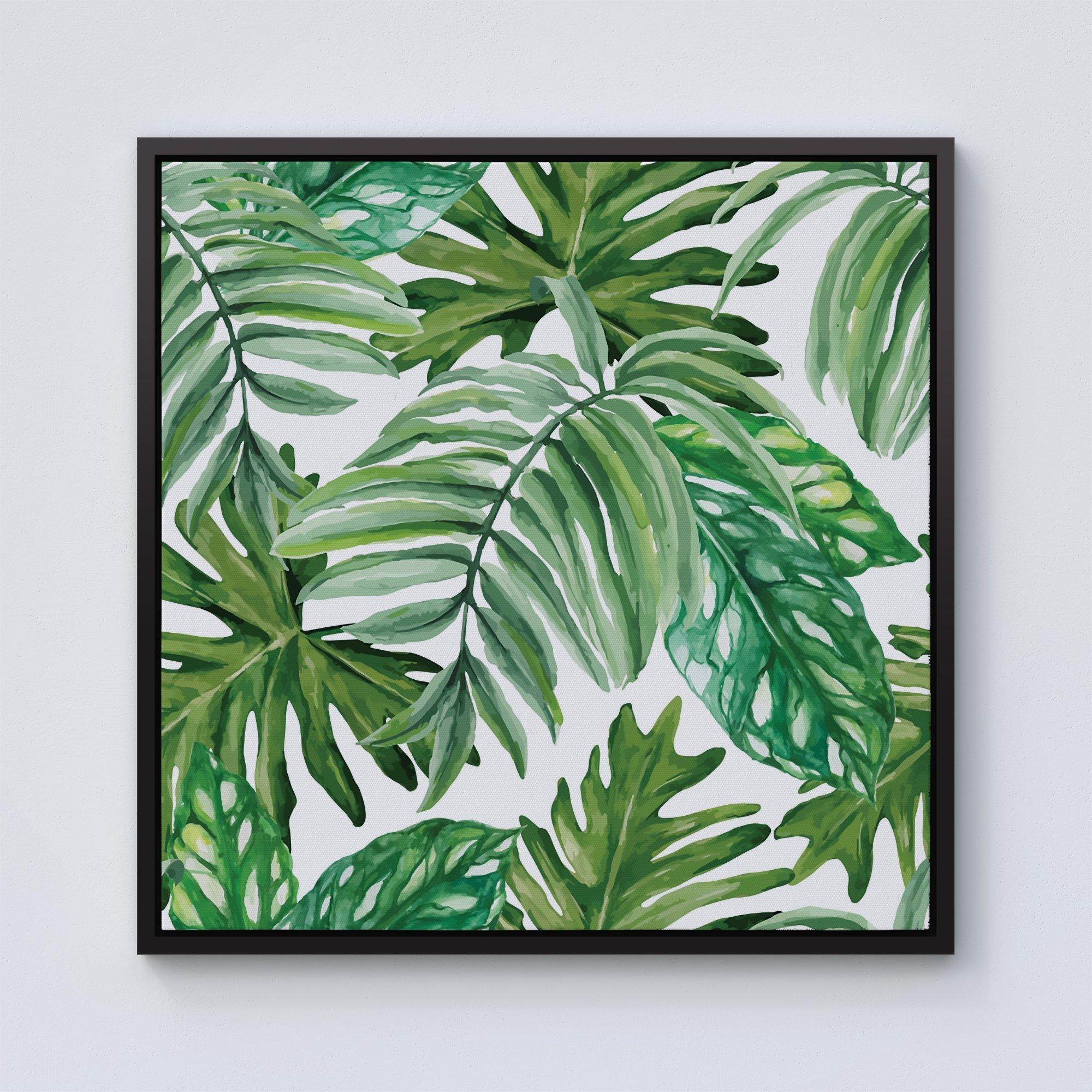 Exotic Rainforest Leaves Framed Canvas