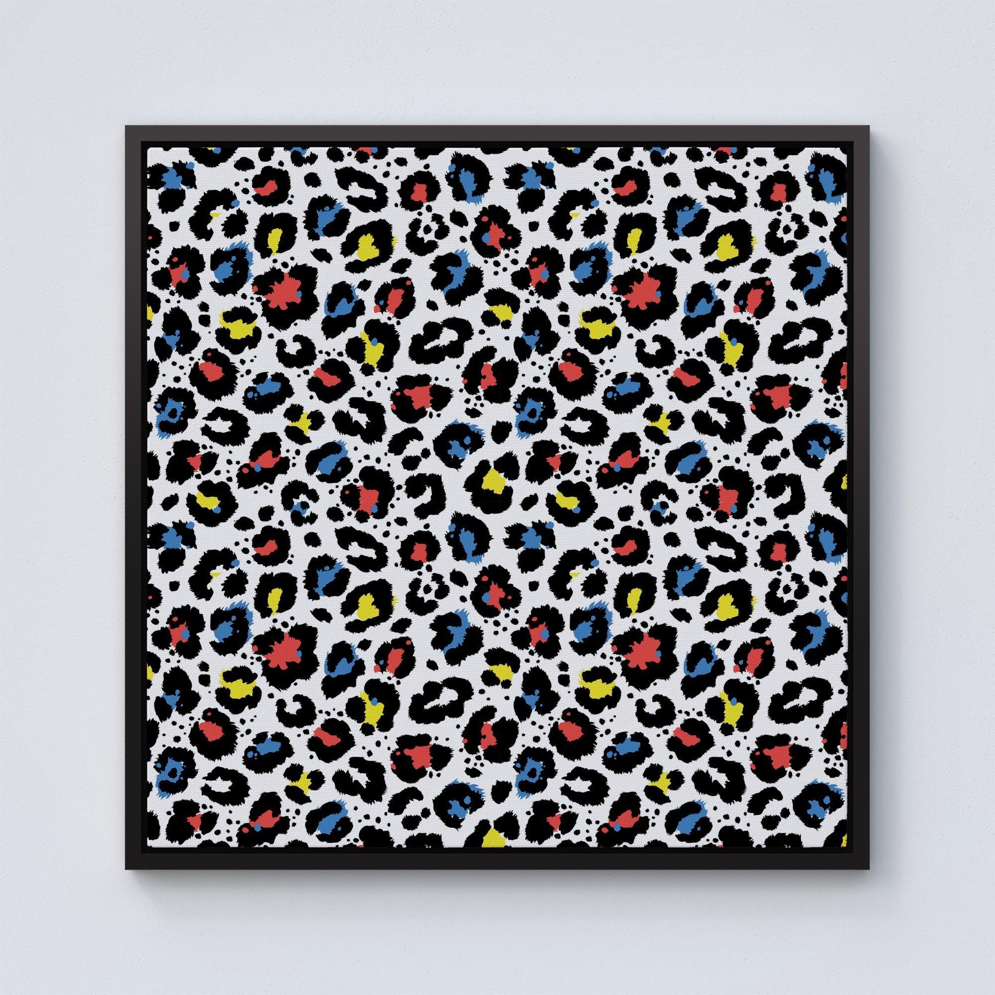 Coloured Leopard Print Framed Canvas