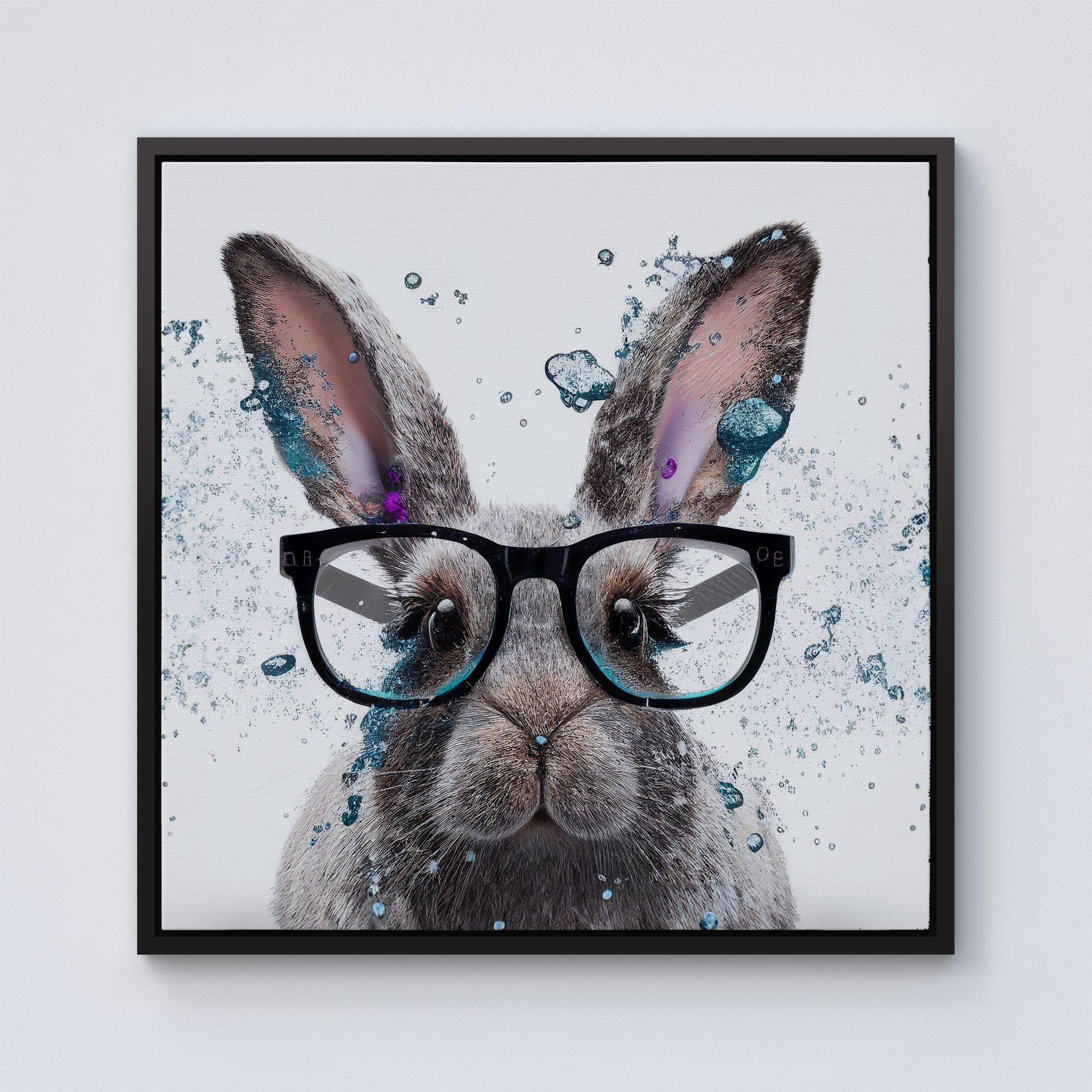 Rabbit With Glasses Splashart Framed Canvas