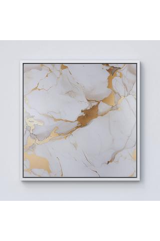 Product White Marble With Gold Framed Canvas Off White