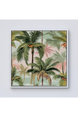 Product Palm Trees Pattern Framed Canvas Off White
