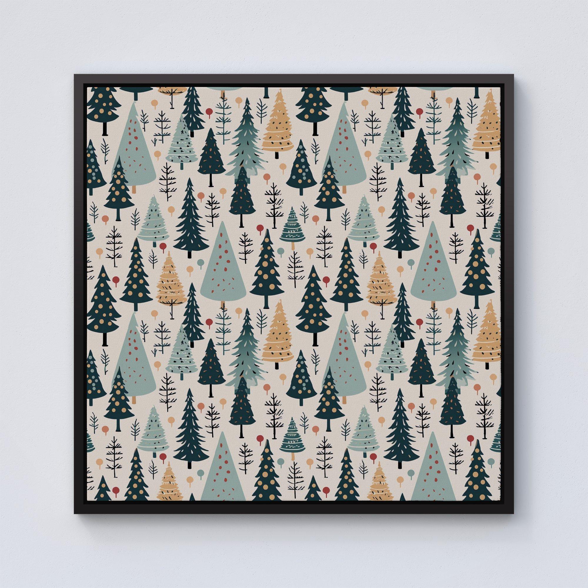 Boho Inspired Christmas Tree Pattern Framed Canvas