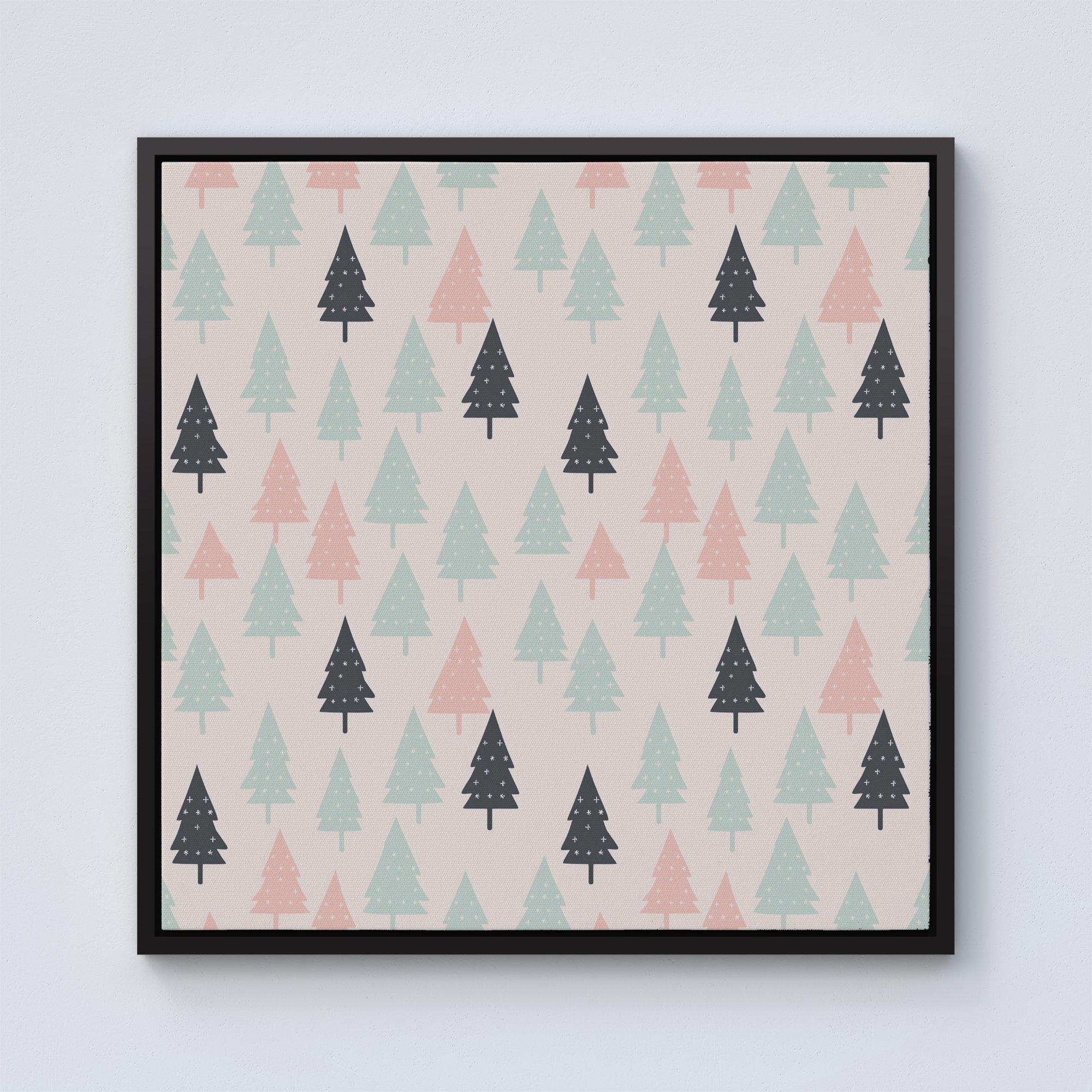Christmas Tree Silhouette Pattern Framed Canvas