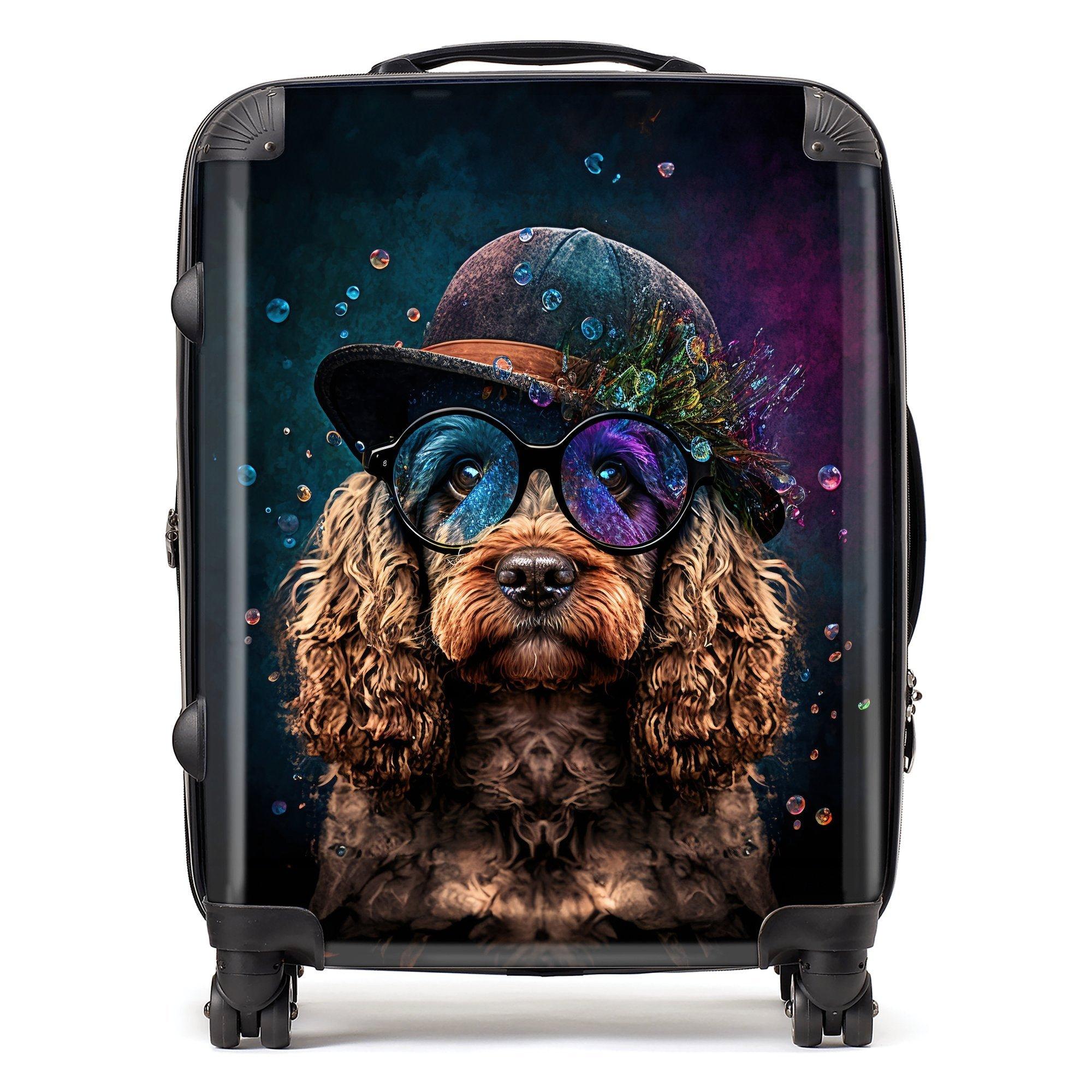 Cockapoo Dog Face Splashart Suitcase