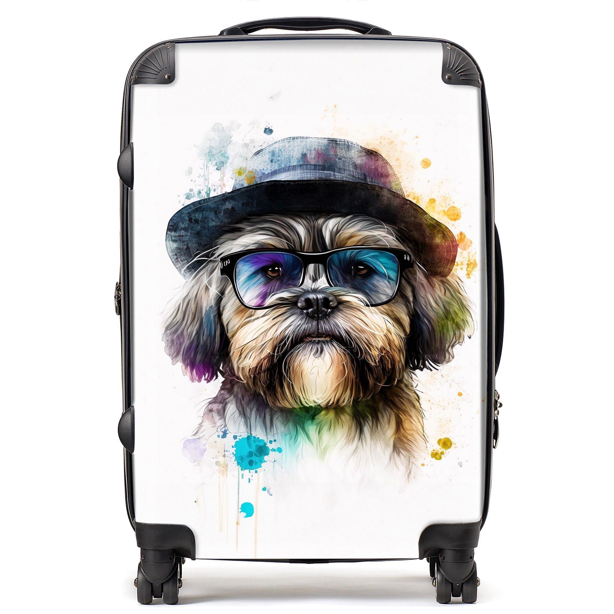 Lhasa Apso Dog With Glasses Splashart Suitcase