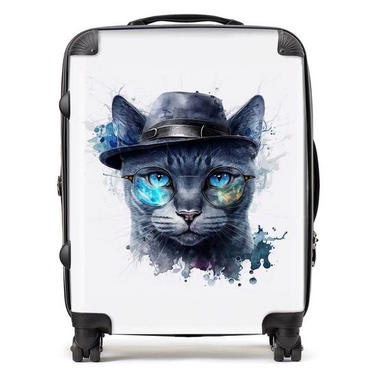 Warren Reed - Designer Russian Blue Cat Splashart Suitcase 1