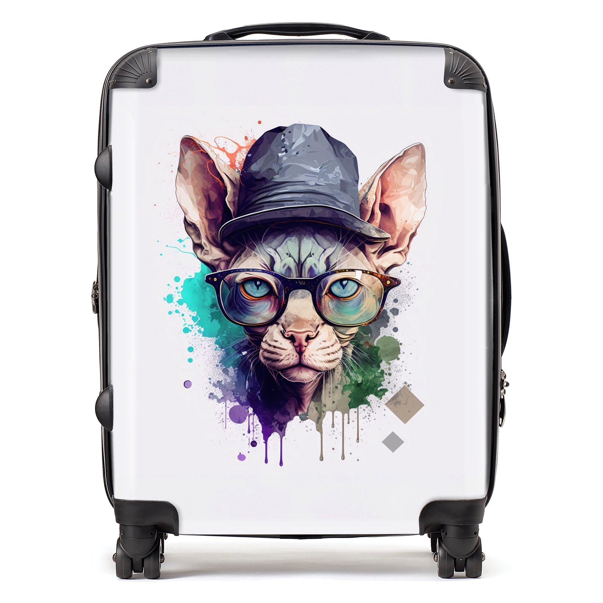 Sphynx Cat Face Glasses And Hat Splashart Suitcase