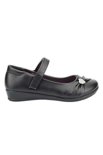 Paige II Touch Fastening Bar Diamante Trim Shoes