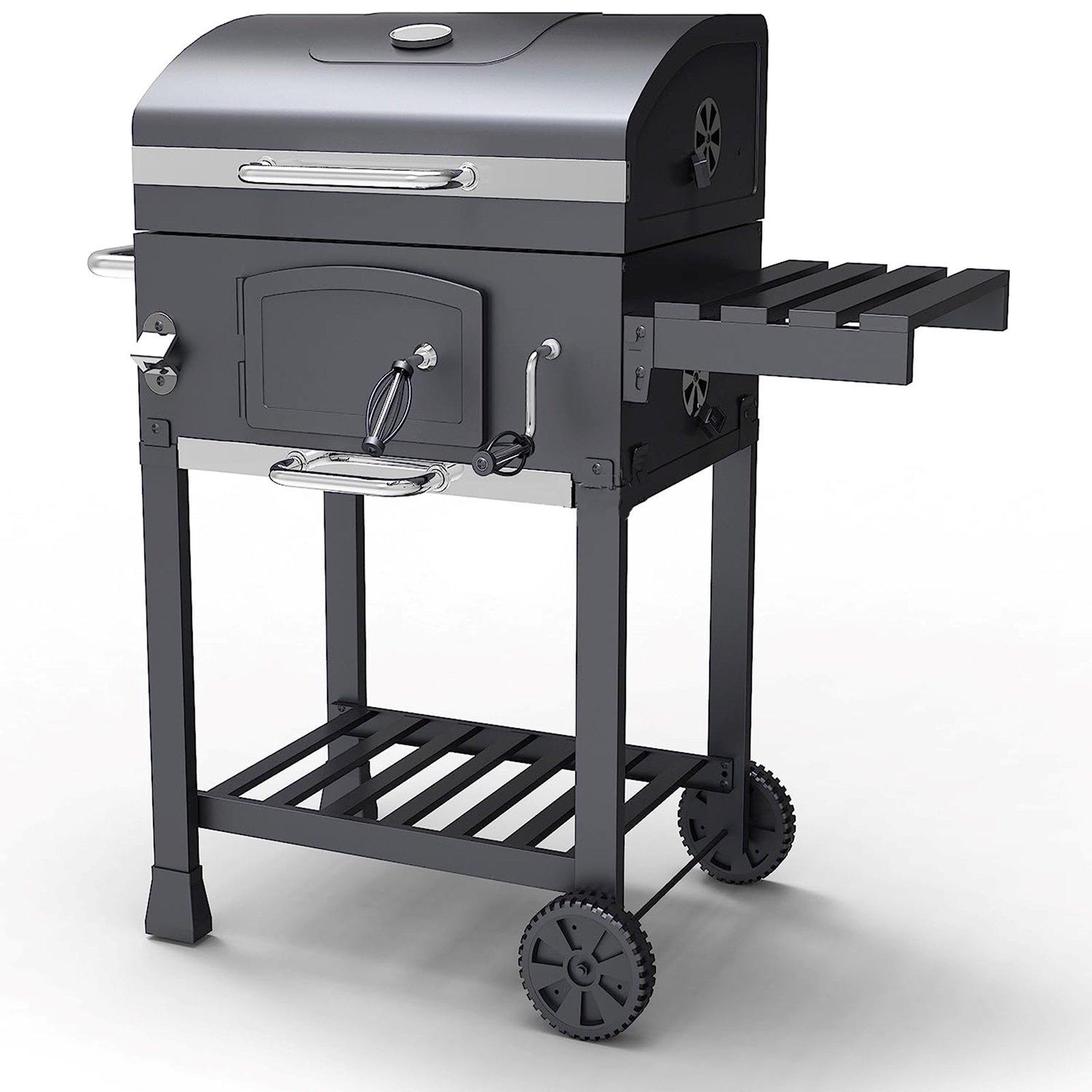Large Rectangular Adjustable Charcoal BBQ Grill Garden Barbecue