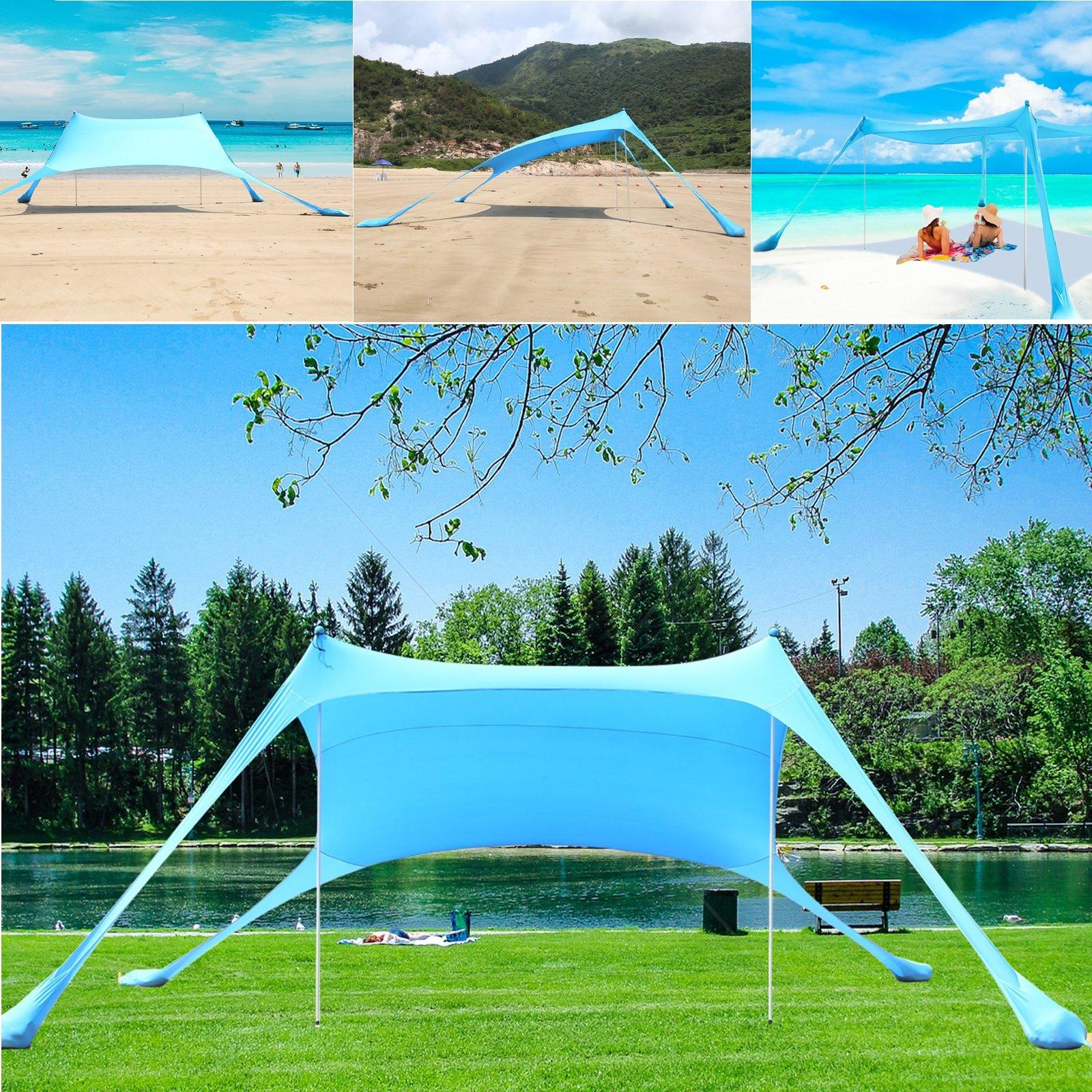 Beach Tent Family Sun Shade 4-6 Person Shelter Camping UV Canopy