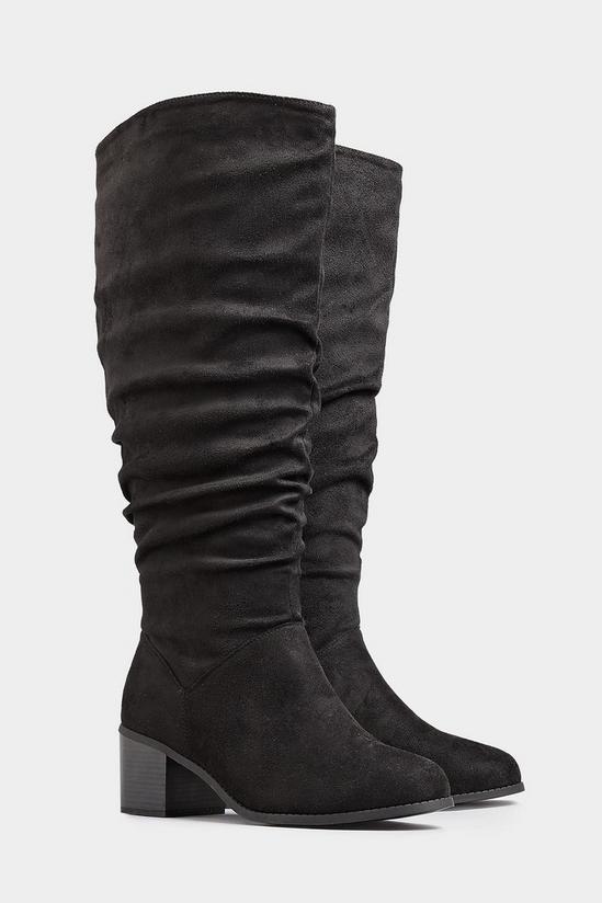 Yours Extra Wide Fit Knee High Ruched Heeled Boots 1