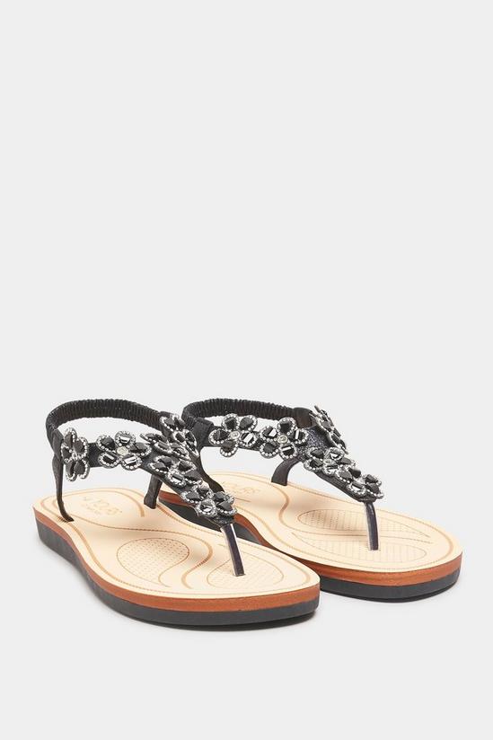 Yours Wide & Extra Wide Fit Diamante Flower Sandals 2