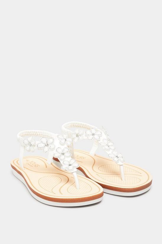 Yours Extra Wide Fit Diamante Flower Sandals 2