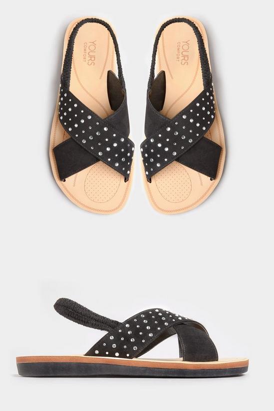 Yours Cross Over Diamante Sandals In Extra Wide Fit 3