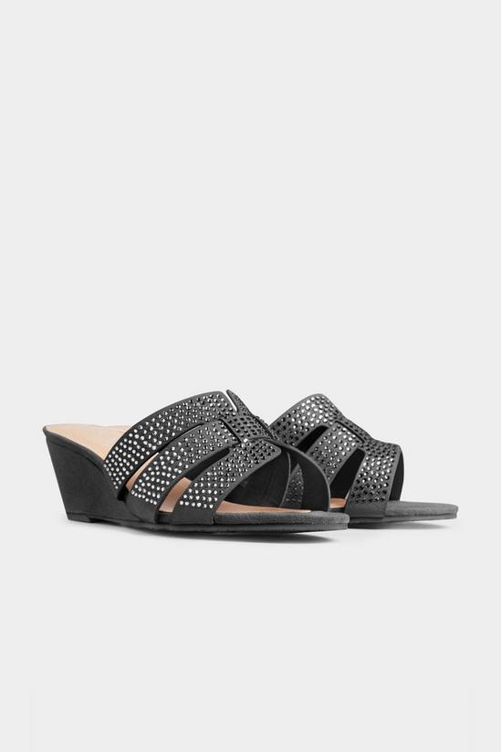 Yours Extra Wide Fit Diamante Wedge Mules 1