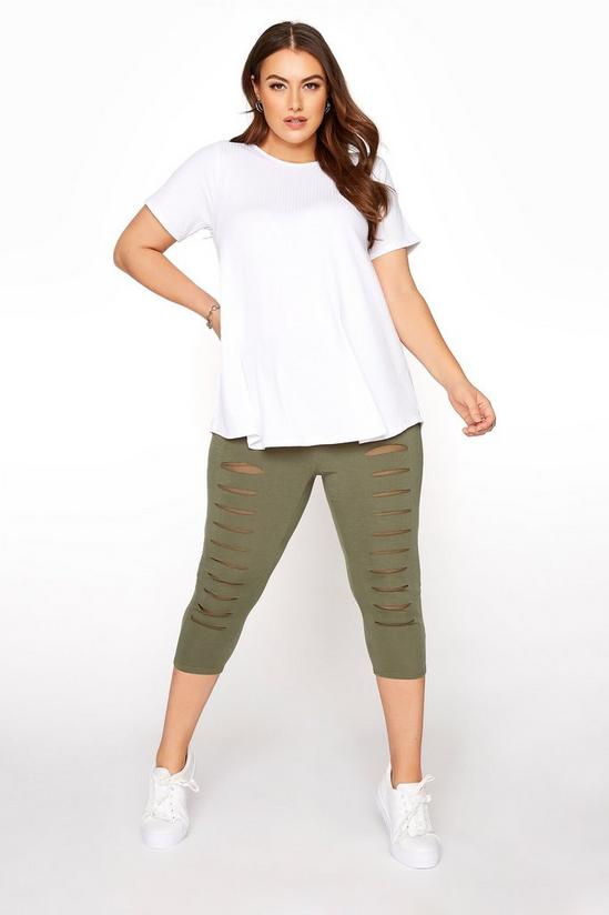 Yours Ripped Mesh Insert Cotton Cropped Leggings 1