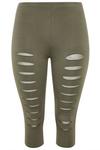 Yours Ripped Mesh Insert Cotton Cropped Leggings thumbnail 2