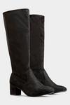 Yours Extra Wide Fit Stretch Vegan Faux Suede Heeled Knee High Boots thumbnail 1