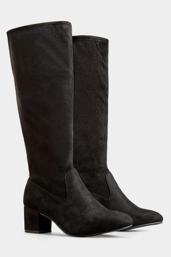 Yours Extra Wide Fit Stretch Vegan Faux Suede Heeled Knee High Boots 1