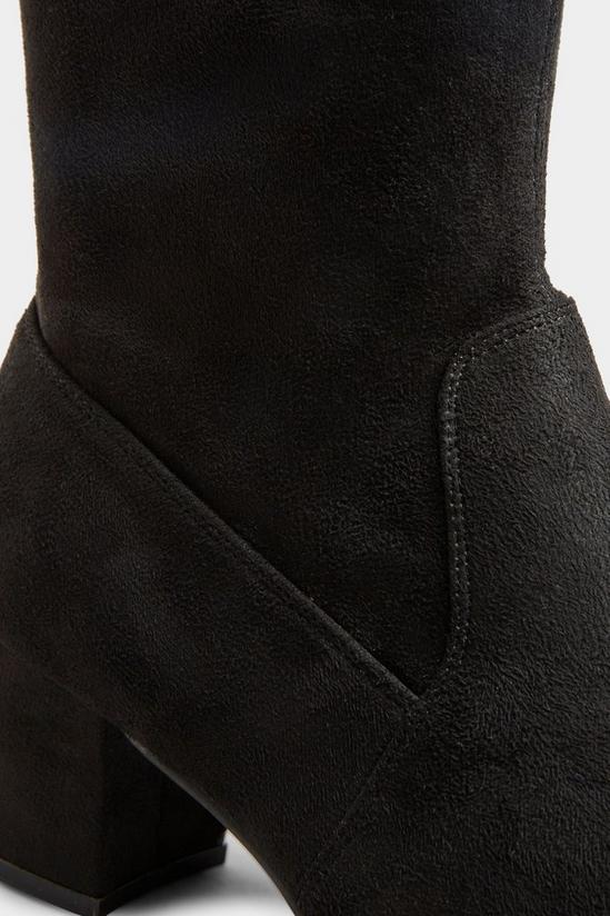 Yours Extra Wide Fit Stretch Vegan Faux Suede Heeled Knee High Boots 5