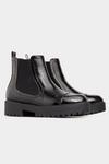 Yours Wide Fit Black Patent Croc Platform Chelsea Boots thumbnail 1