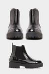 Yours Wide Fit Black Patent Croc Platform Chelsea Boots thumbnail 3