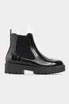 Yours Wide Fit Black Patent Croc Platform Chelsea Boots thumbnail 4