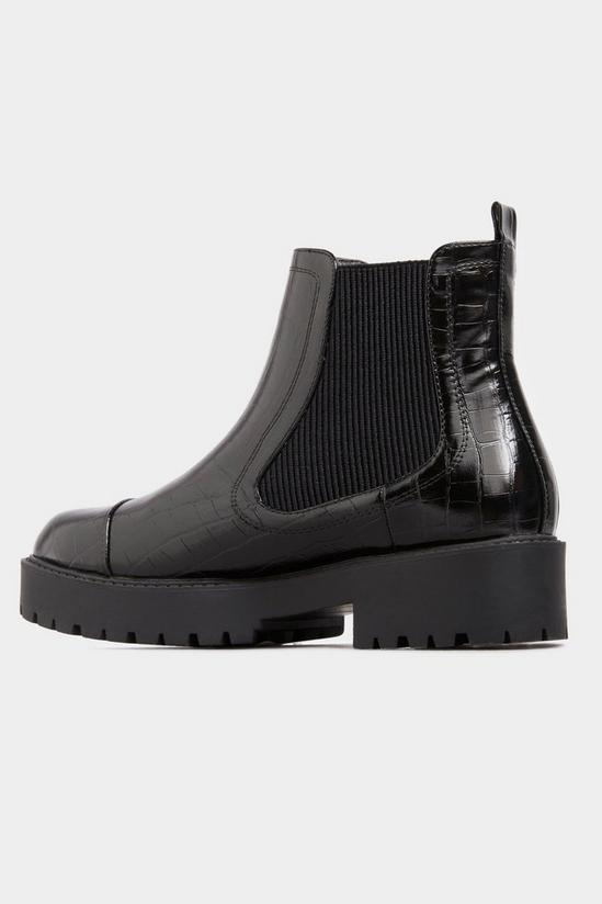 Yours Wide Fit Black Patent Croc Platform Chelsea Boots 5