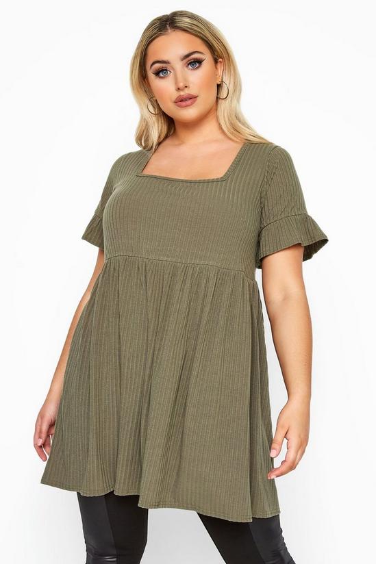 Yours Ribbed Square Neck Smock Top 1