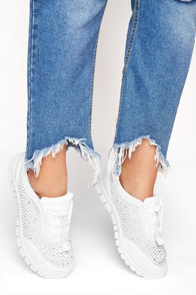 Extra Wide Fit Embellished Pull On Trainers