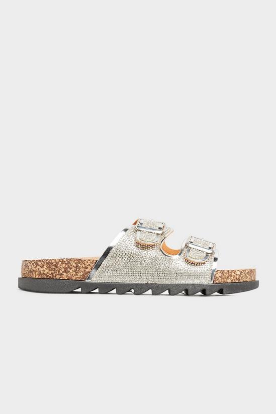 Yours Wide Fit Sparkle Footbed Sandals 3