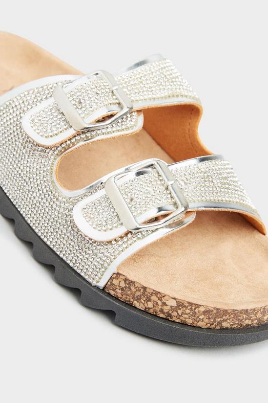 Yours Wide Fit Sparkle Footbed Sandals 5