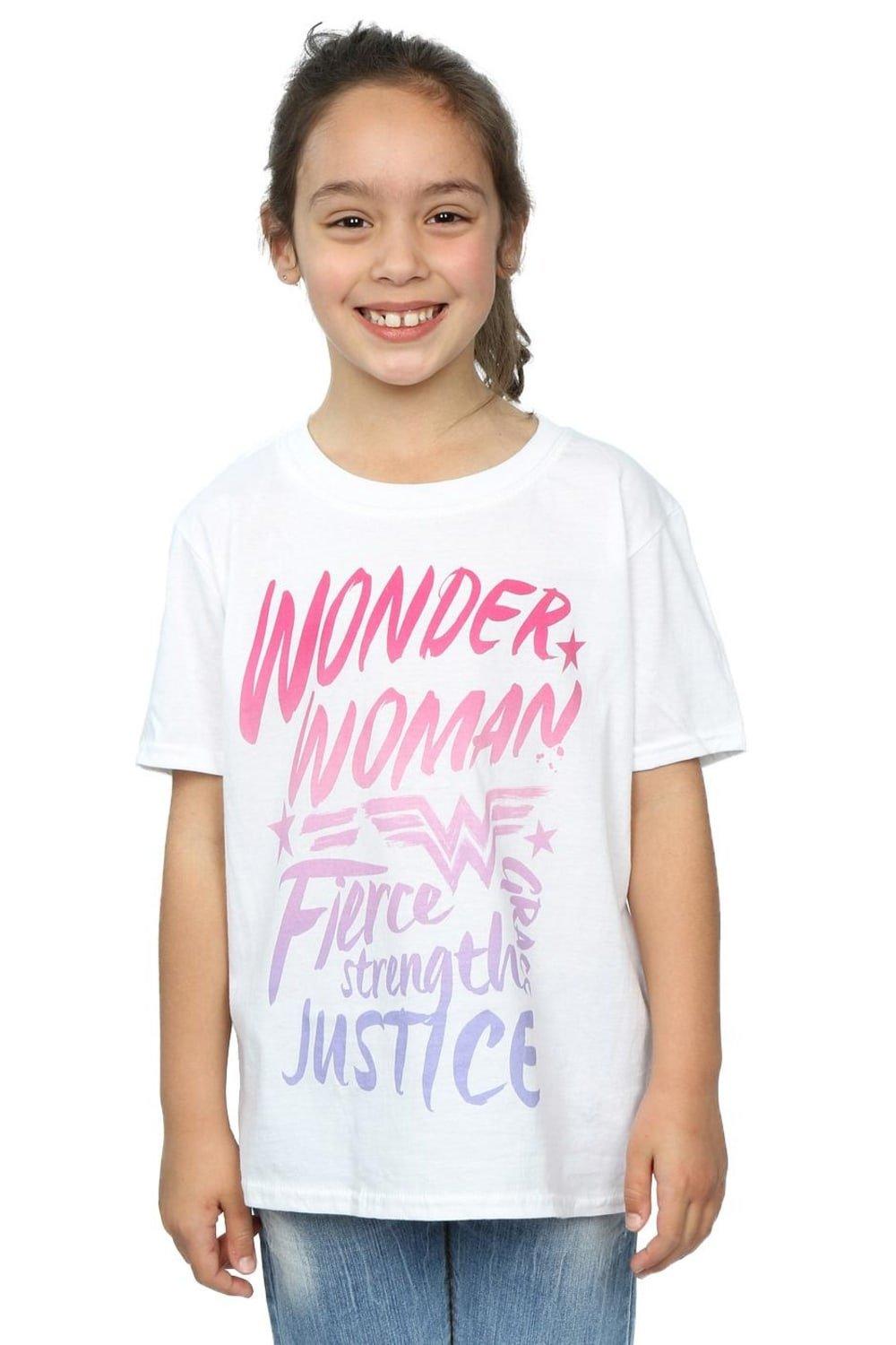 Wonder Woman Gradient Text Cotton T-Shirt