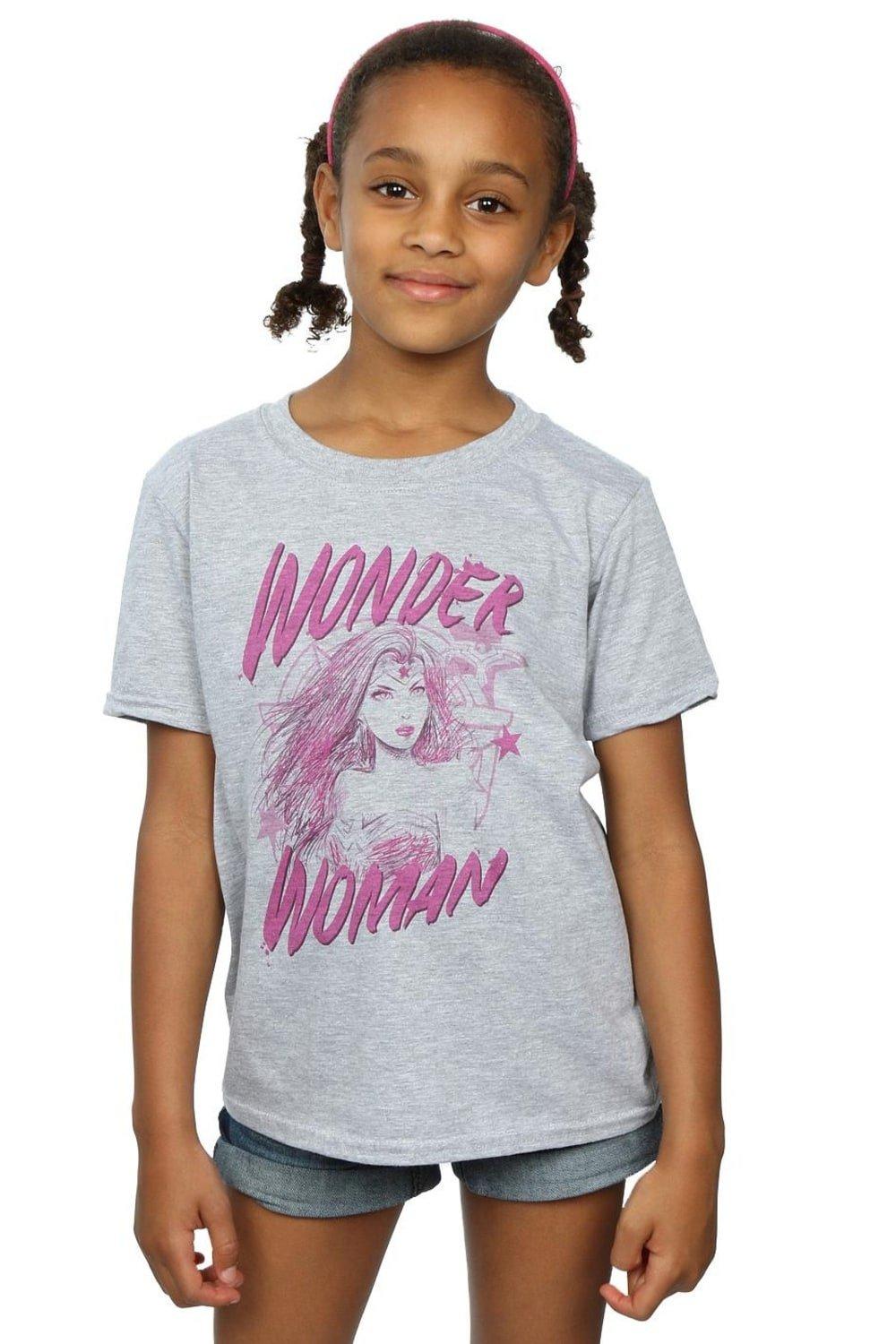 Wonder Woman Sketched Warrior Cotton T-Shirt