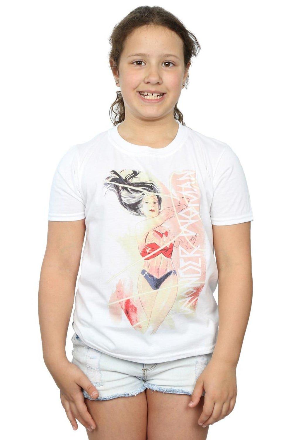 Wonder Woman Watercolour Lasso Cotton T-Shirt