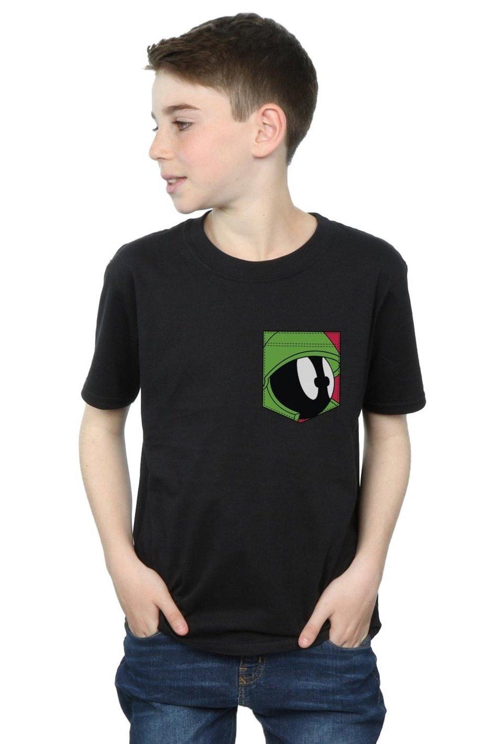 Marvin The Martian Face Faux Pocket T-Shirt