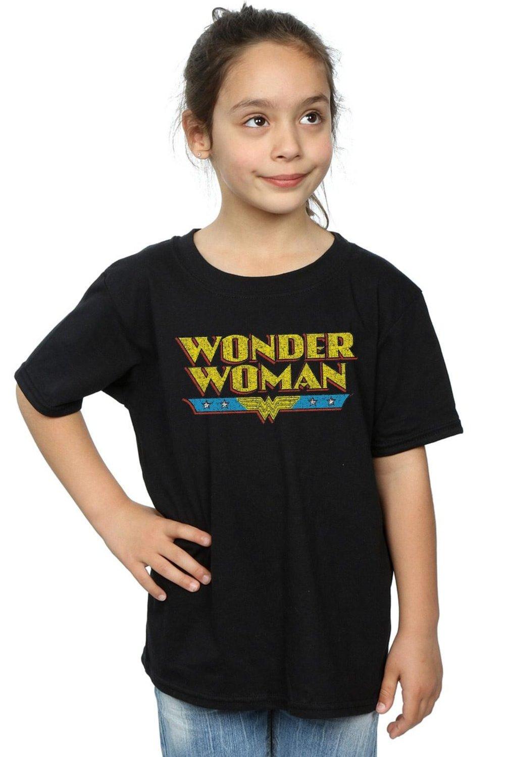 Wonder Woman Crackle Logo Cotton T-Shirt