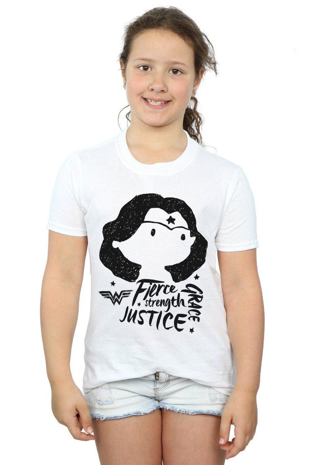 Wonder Woman Fierce Sketch Cotton T-Shirt