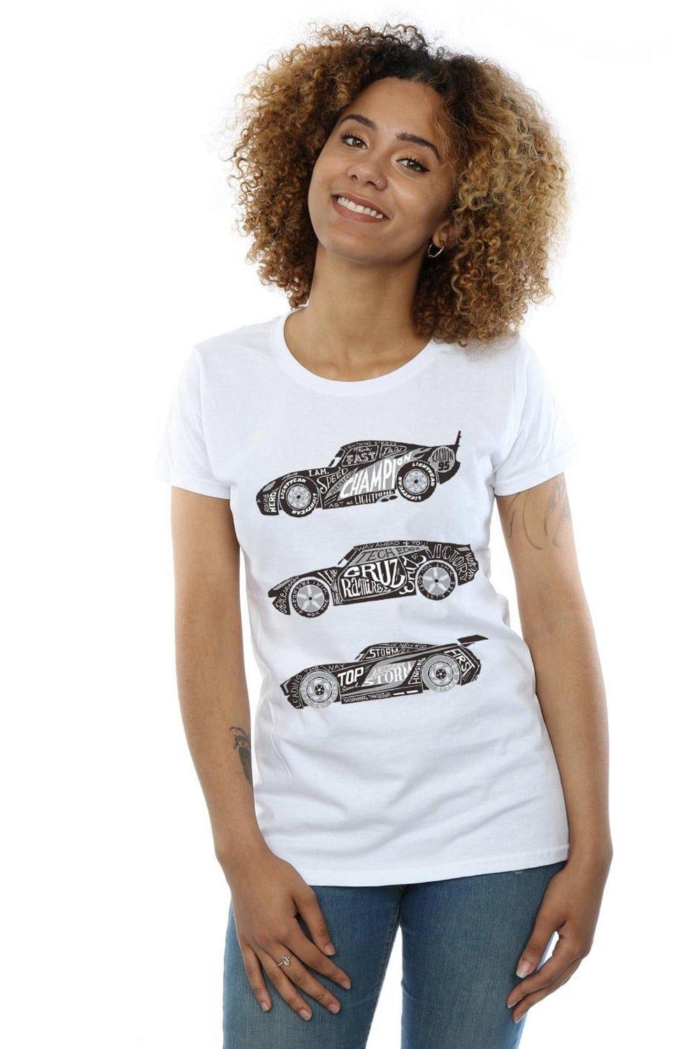 Cars Text Racers Cotton T-Shirt