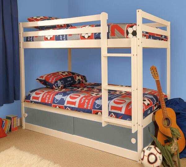 3ft White Wooden Kids Bunkbed With Storage