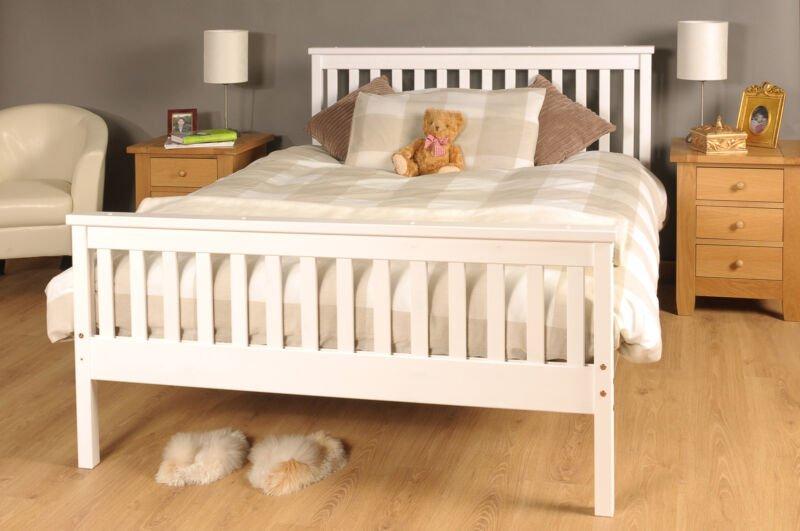 3ft White With Caramel Bar Pine Wooden Bed Frame