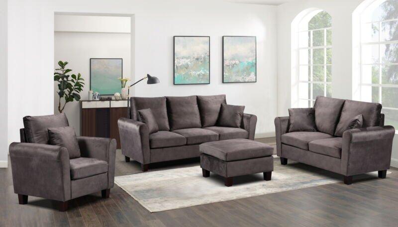 Brushed Velvet 2 Seater 3 Seater And Chair Sofa Set